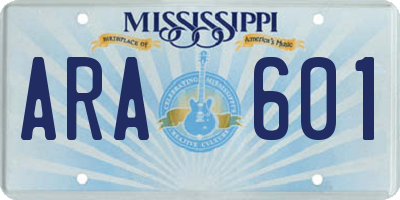 MS license plate ARA601
