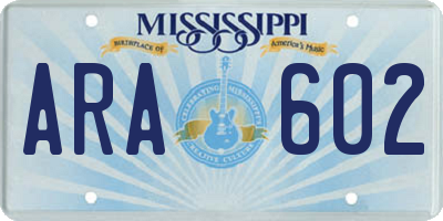 MS license plate ARA602