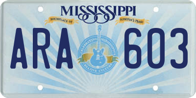 MS license plate ARA603