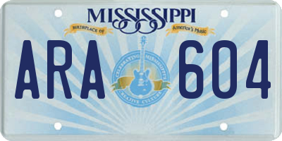 MS license plate ARA604