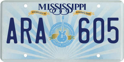 MS license plate ARA605