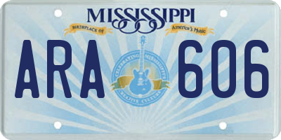 MS license plate ARA606