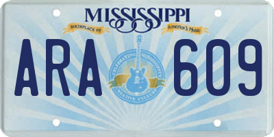MS license plate ARA609