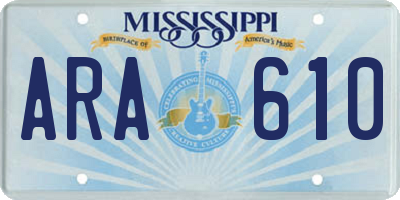 MS license plate ARA610