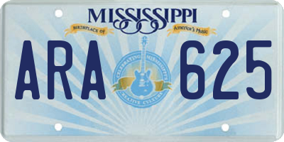 MS license plate ARA625