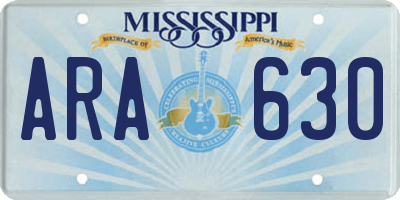 MS license plate ARA630