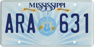 MS license plate ARA631