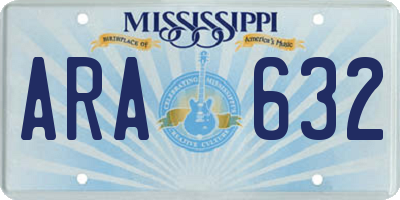 MS license plate ARA632