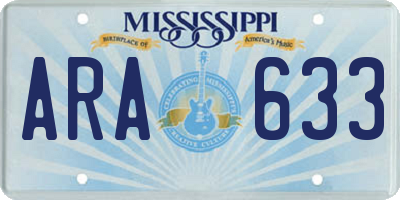 MS license plate ARA633