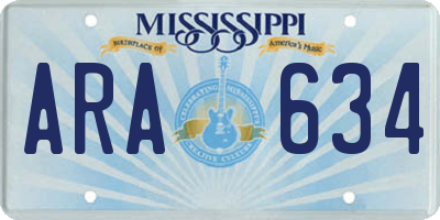 MS license plate ARA634