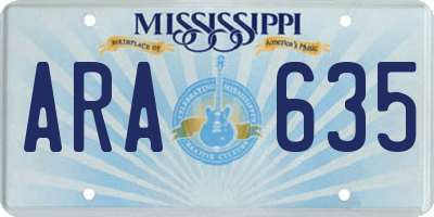 MS license plate ARA635