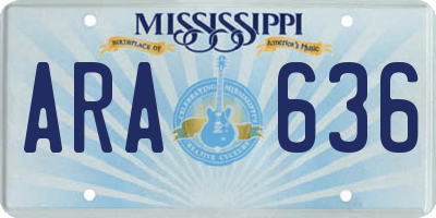 MS license plate ARA636