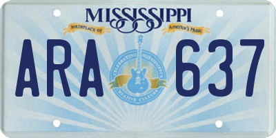 MS license plate ARA637
