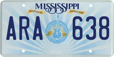 MS license plate ARA638