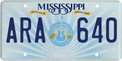 MS license plate ARA640