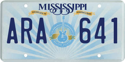 MS license plate ARA641