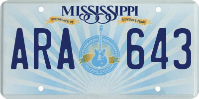 MS license plate ARA643