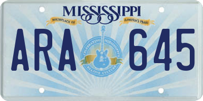 MS license plate ARA645