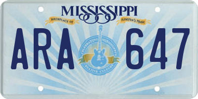 MS license plate ARA647
