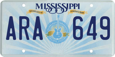 MS license plate ARA649
