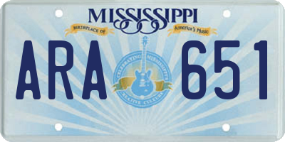 MS license plate ARA651