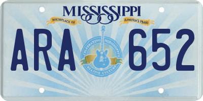 MS license plate ARA652
