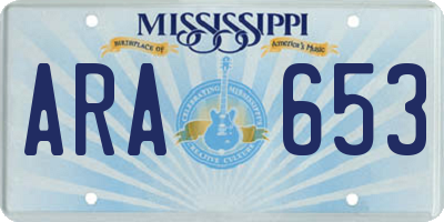MS license plate ARA653