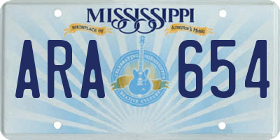 MS license plate ARA654