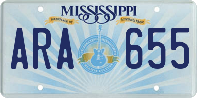 MS license plate ARA655