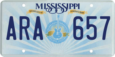 MS license plate ARA657