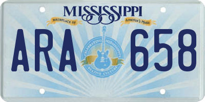 MS license plate ARA658