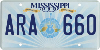 MS license plate ARA660