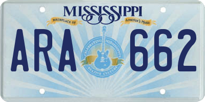 MS license plate ARA662