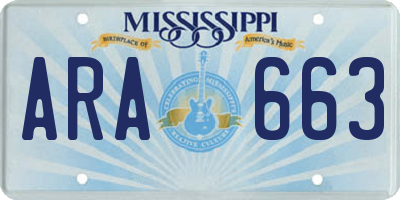MS license plate ARA663
