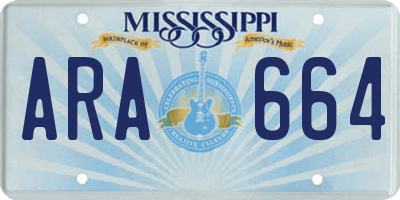 MS license plate ARA664