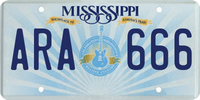 MS license plate ARA666
