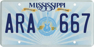 MS license plate ARA667