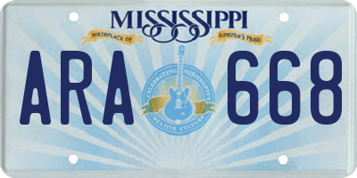 MS license plate ARA668