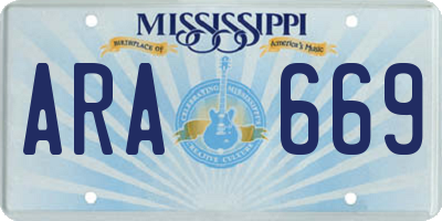 MS license plate ARA669