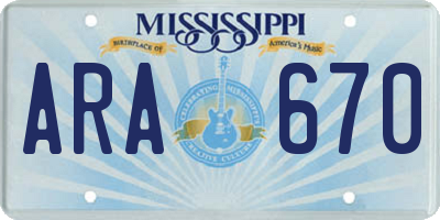 MS license plate ARA670