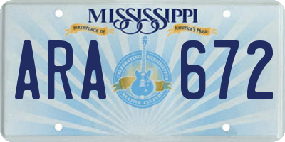 MS license plate ARA672
