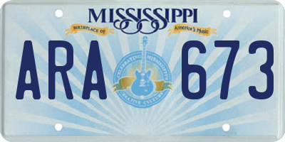 MS license plate ARA673