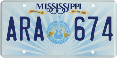 MS license plate ARA674