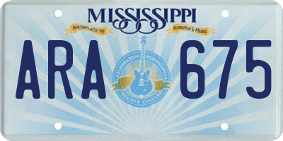 MS license plate ARA675