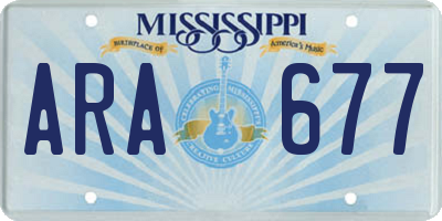 MS license plate ARA677