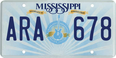 MS license plate ARA678