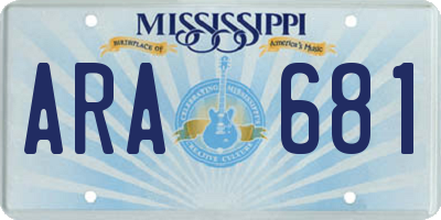 MS license plate ARA681