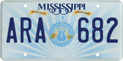 MS license plate ARA682
