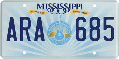MS license plate ARA685