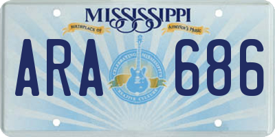 MS license plate ARA686